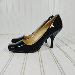 Steven By Steve Madden Snype Black Patent Leather Slip On Business Heels B598